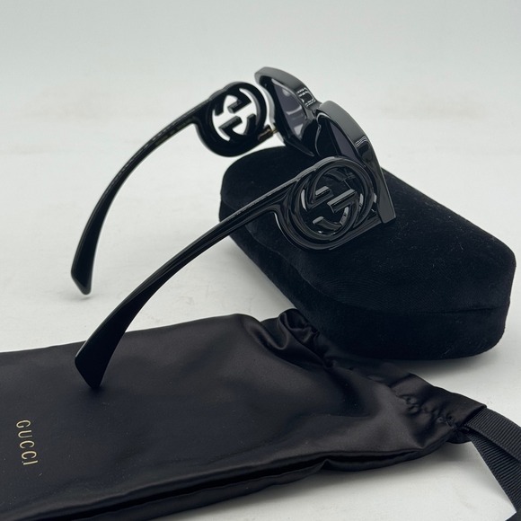 Gucci Rectangular Sunglasses Interlocking‎ G Logo Black Fashion GG1325S - Picture 12 of 14
